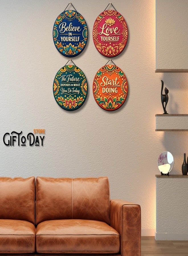 GIFTODAY ديكور حائط خشبي دائري من جيفت توداي للمنزل | اقتباسات تحفيزية، فن شعبي، موضوع سفر ولوحة جدارية زخرفية لغرفة المعيشة، غرفة النوم، المدخل وديكور المكتب (سلام الفيل) - Image 3