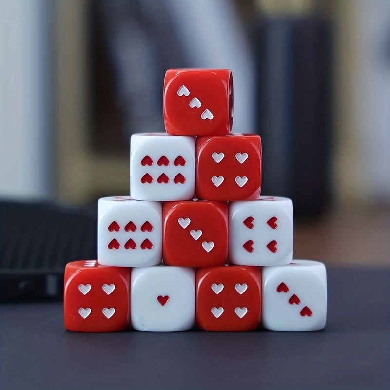 حلوى مكونة من 4 قطع مجموعة نرد كبيرة على شكل قلب 2 أحمر 2 أبيض نرد سداسي الشكل لألعاب الطاولة والحفلات بتصميم قلب متين لألعاب تقمص الأدوار هدية رومانسية متوافقة مع ألعاب DND و TTRPGs و LFG طاولات مجموعة رميات إجمالية - Image 5