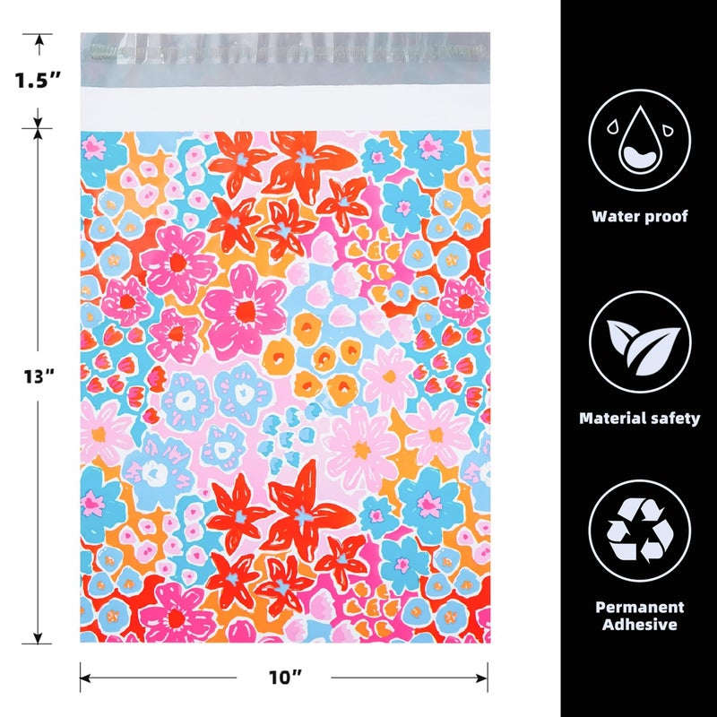 POLYSELLS 50pcs 10x13 Inches Poly Mailers Waterproof & Tear Resistant Mailing Envelopes, Cute Small Business Bags for Clothes, Gifts - Flowers - Image 2