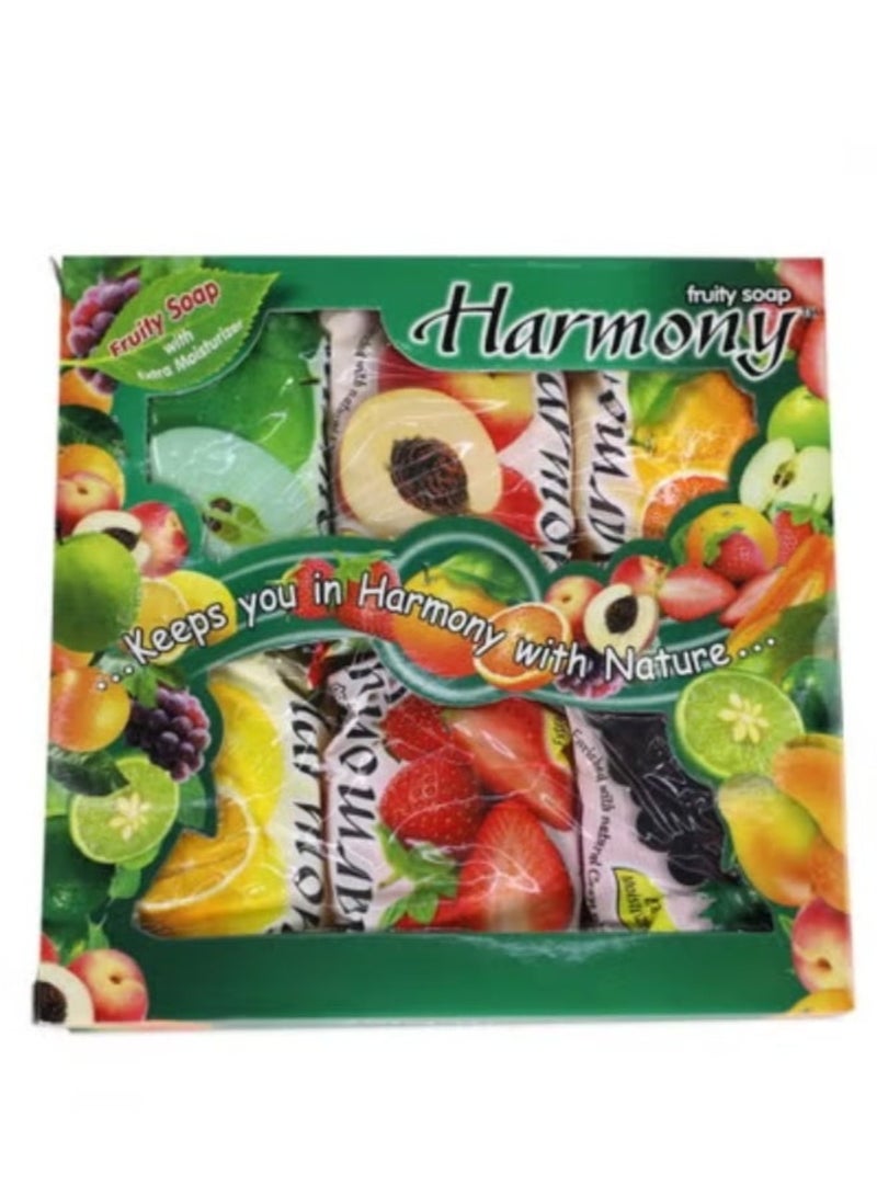 Harmony Set of 6 extra moisturizing fruit-scented soap bars, multi-colored, 75 x 6 grams - Image 1