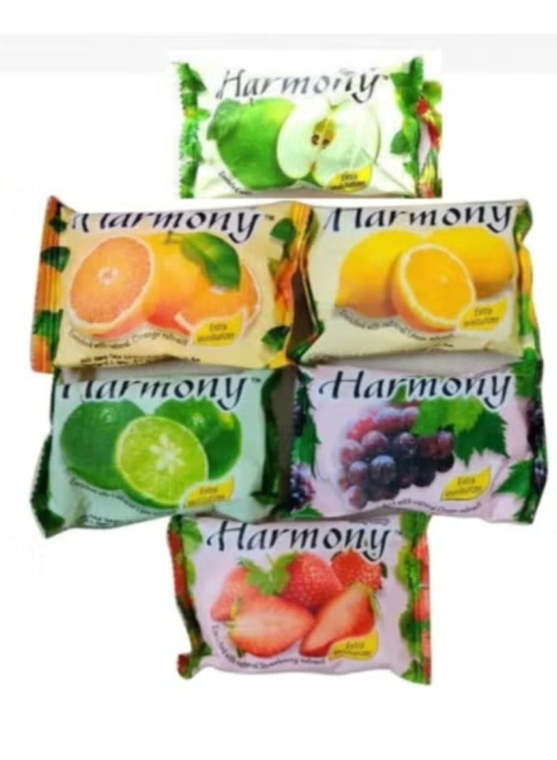 Harmony Set of 6 extra moisturizing fruit-scented soap bars, multi-colored, 75 x 6 grams - Image 2