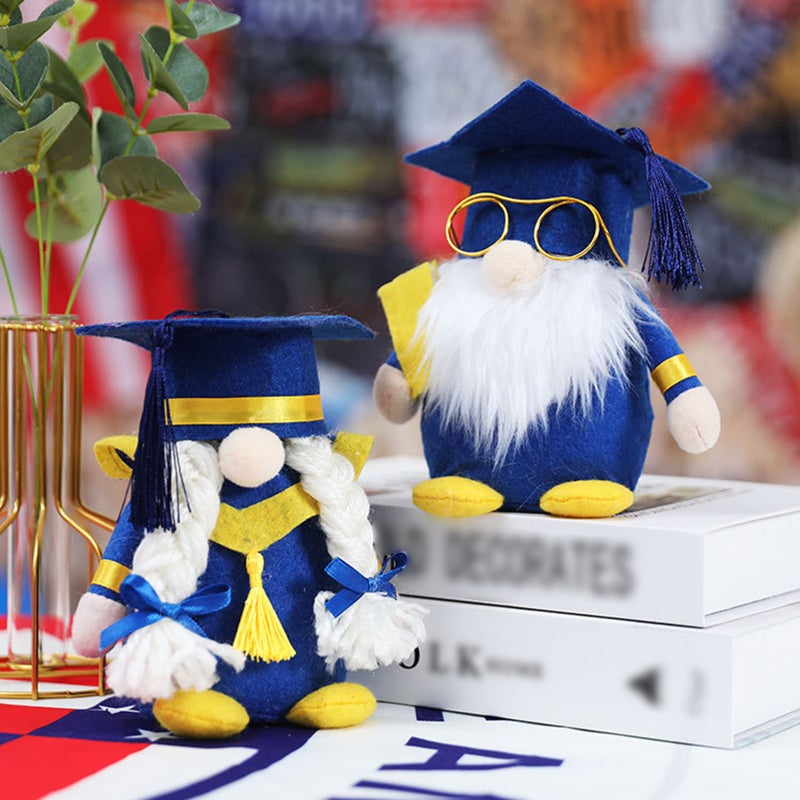 Graduation Season Gnome Doll Blue Faceless Decorative Toy Graduation Ceremony Gift Wearing Bachelor Cap Plush Doll Ornament Class Table Party Decoration - Image 4