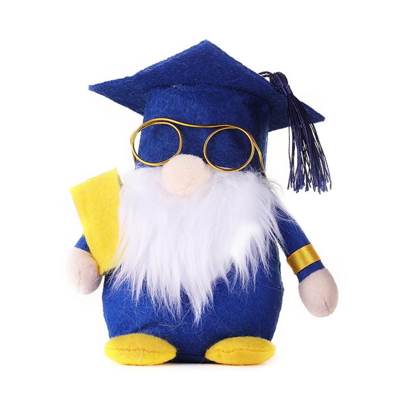 Graduation Season Gnome Doll Blue Faceless Decorative Toy Graduation Ceremony Gift Wearing Bachelor Cap Plush Doll Ornament Class Table Party Decoration - Image 1