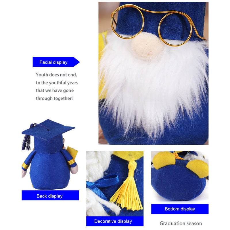 Graduation Season Gnome Doll Blue Faceless Decorative Toy Graduation Ceremony Gift Wearing Bachelor Cap Plush Doll Ornament Class Table Party Decoration - Image 3