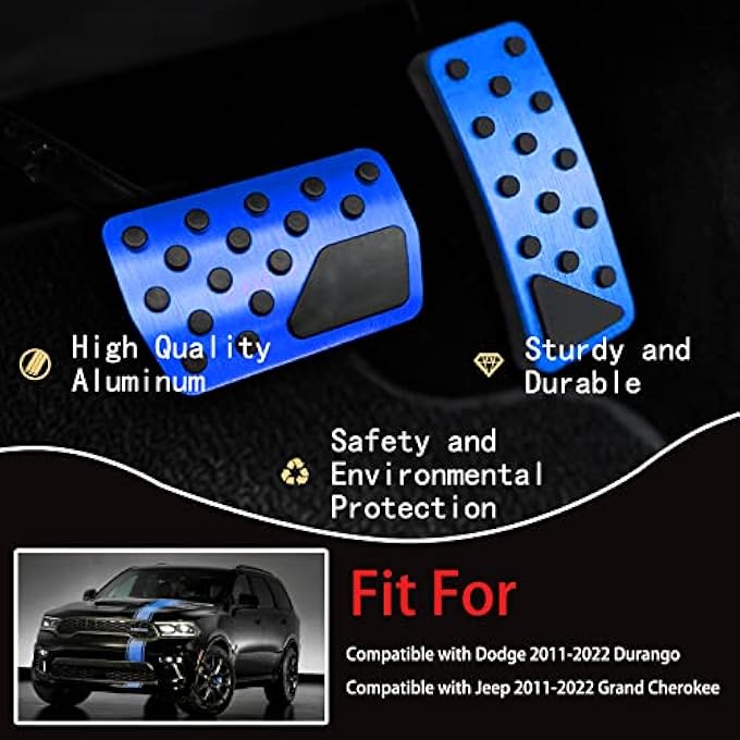 No Drilling Aluminum Accelerator Pedal Covers,Anti-Slip Brake Pedal Cover For Dodge 2011-2022 Durangoï¼ŒCompatible with Jeep 2011-2022 Grand Cherokee(Black) - Image 4
