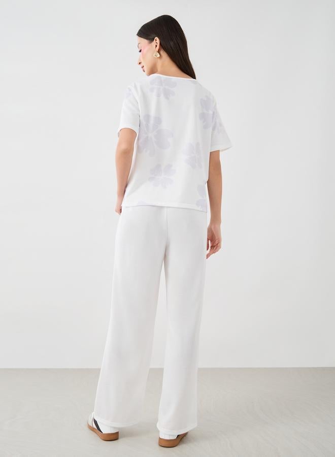 Take Two Take Two Floral Printed Short Sleeve T-Shirt and Joggers Co-Ords  - Image 5