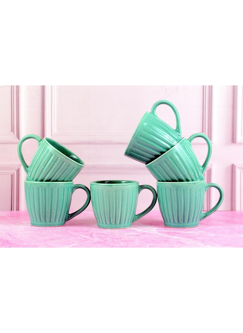 MOODY PANDA MOODY PANDA Large Cups Set of 6 175 ml Set of 6 Cups CupSet Ceramic Tea Cups Coffee Cups Ocean Green  - Image 4