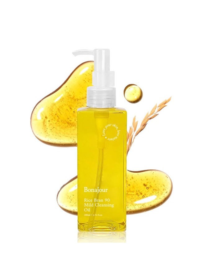 BONAJOUR [BONAJOUR] Vegan beauty Rice Bran 90% Natural Deep Cleansing Oil - Vegetable Oil Based Best Multi Makeup Remover For Sensitive Oily Dry Combination Skin 6.7 Fl.oz - 200 ml - Image 1