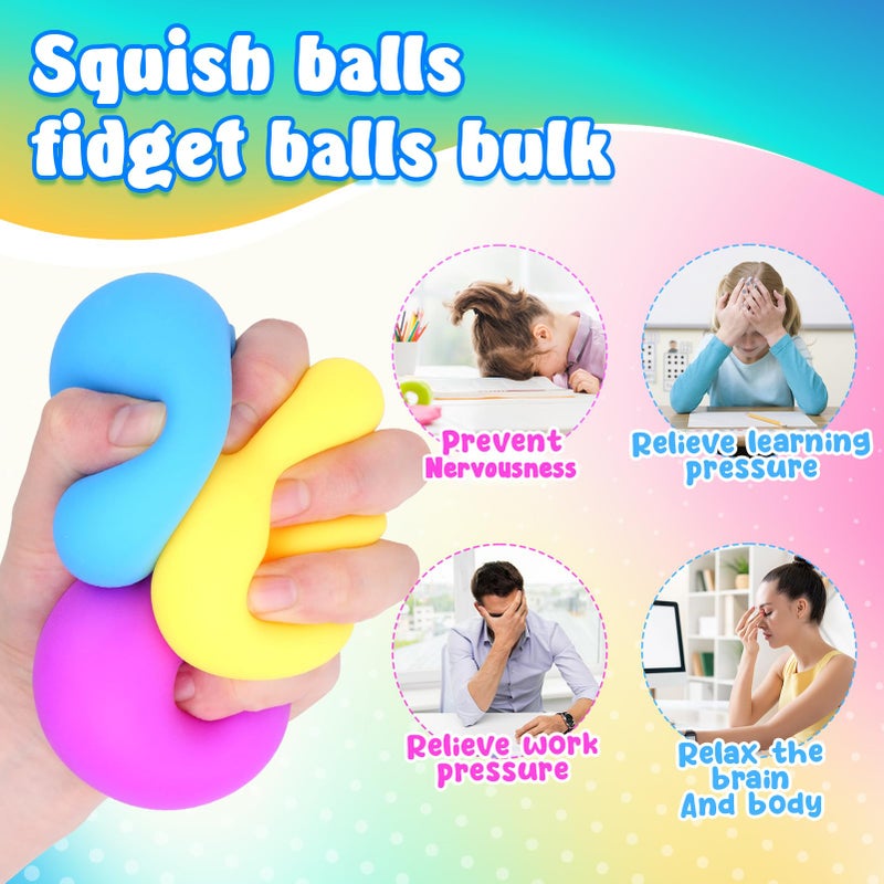 SMALL FISH Squishy Stress Balls for Kids Adults 18 Pack Stretchy Fidget Ball for Nervousness Stress Relief Hand Therapy Sensory Squeeze Ball Fidget Classroom Must Haves Party Favors Easter Basket Stuffers - Image 3