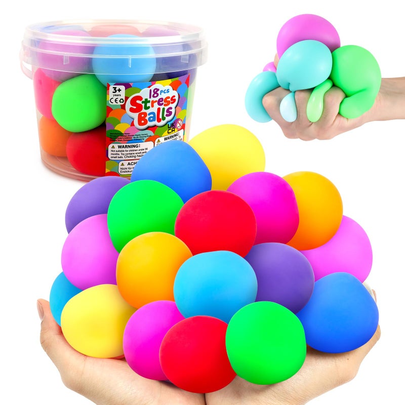 SMALL FISH Squishy Stress Balls for Kids Adults 18 Pack Stretchy Fidget Ball for Nervousness Stress Relief Hand Therapy Sensory Squeeze Ball Fidget Classroom Must Haves Party Favors Easter Basket Stuffers - Image 2