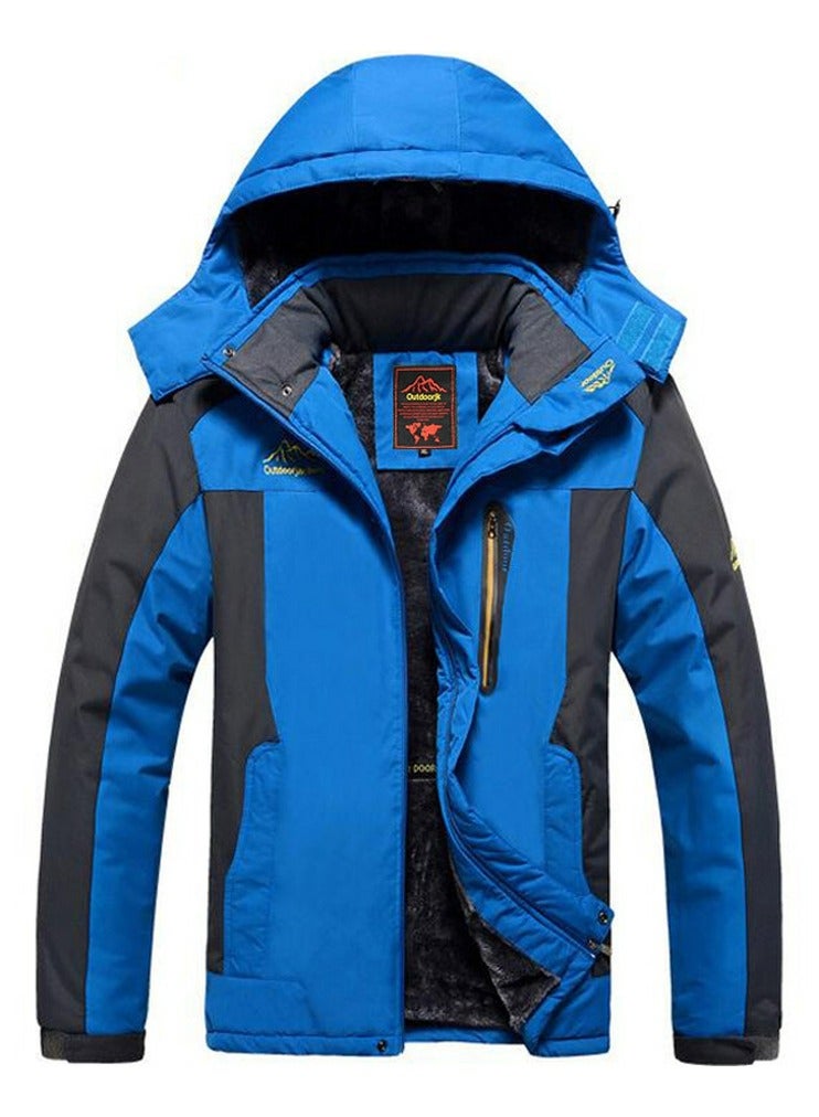 Loquat Men's Thicken Jacket Warm Winter Waterproof Windbreaker Detachable Hood Coat Blue