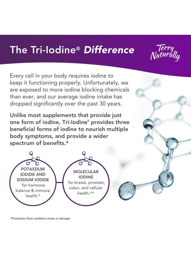 Terry Naturally Tri-Iodine - Support Thyroid Health - Aids Hormone Balance with Molecular Iodine from Kelp - Features Potassium Iodide & Sodium Iodide - Brain & Energy Support - 6.25mg, 90 Capsules - Image 3