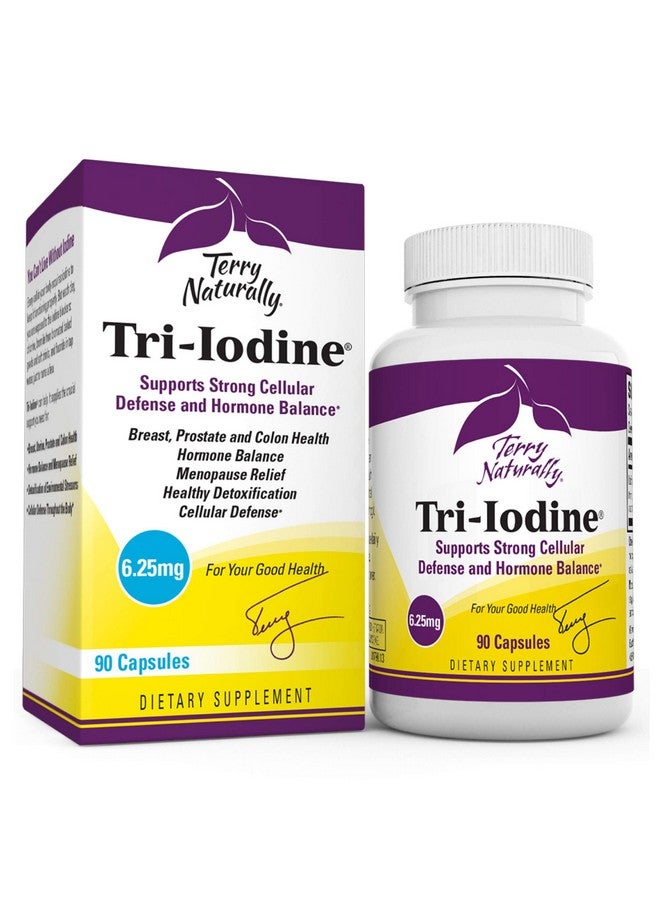 Terry Naturally Tri-Iodine - Support Thyroid Health - Aids Hormone Balance with Molecular Iodine from Kelp - Features Potassium Iodide & Sodium Iodide - Brain & Energy Support - 6.25mg, 90 Capsules - Image 1