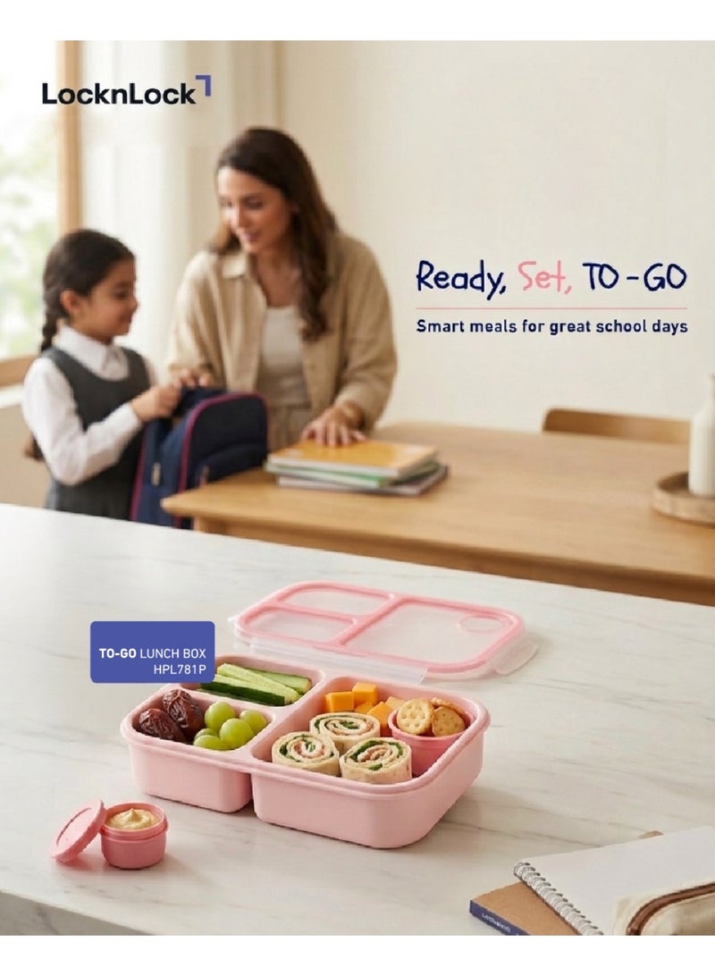 LocknLock To Go Lunchbox 980ml Pink - Leak-Proof, Compact, Microwave Safe - Image 2