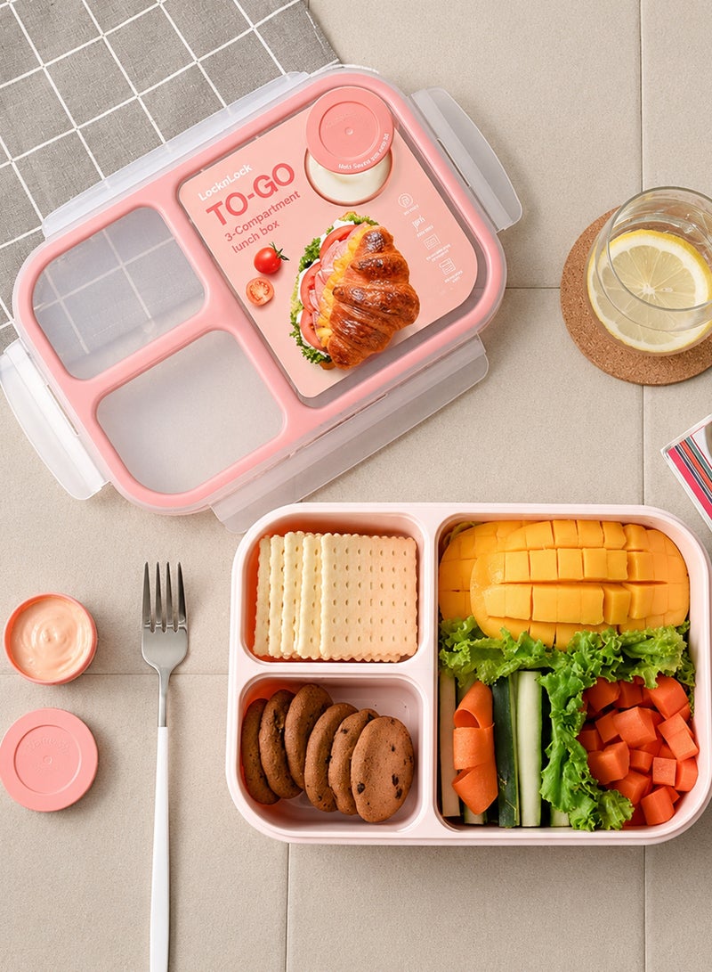 LocknLock To Go Lunchbox 980ml Pink - Leak-Proof, Compact, Microwave Safe - Image 3