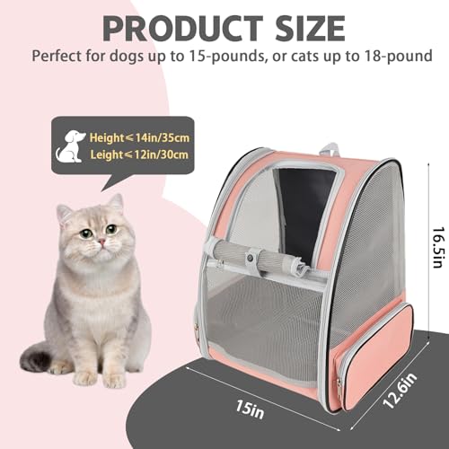 Miaoaws Cat Backpack CarrierPet Carrier Airline Approved for Small Dog Cat Puppy Kitten BunnyVentilated Mesh Design Animal Backpack for Hiking Camping Travel Bag Pink - Image 3