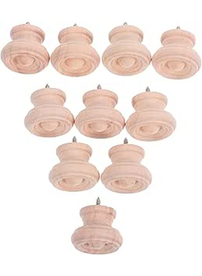 Round Wooden Drawer Knobs 10PCS Single Hole Furniture Handles For Cabinets Wardrobe - Image 1