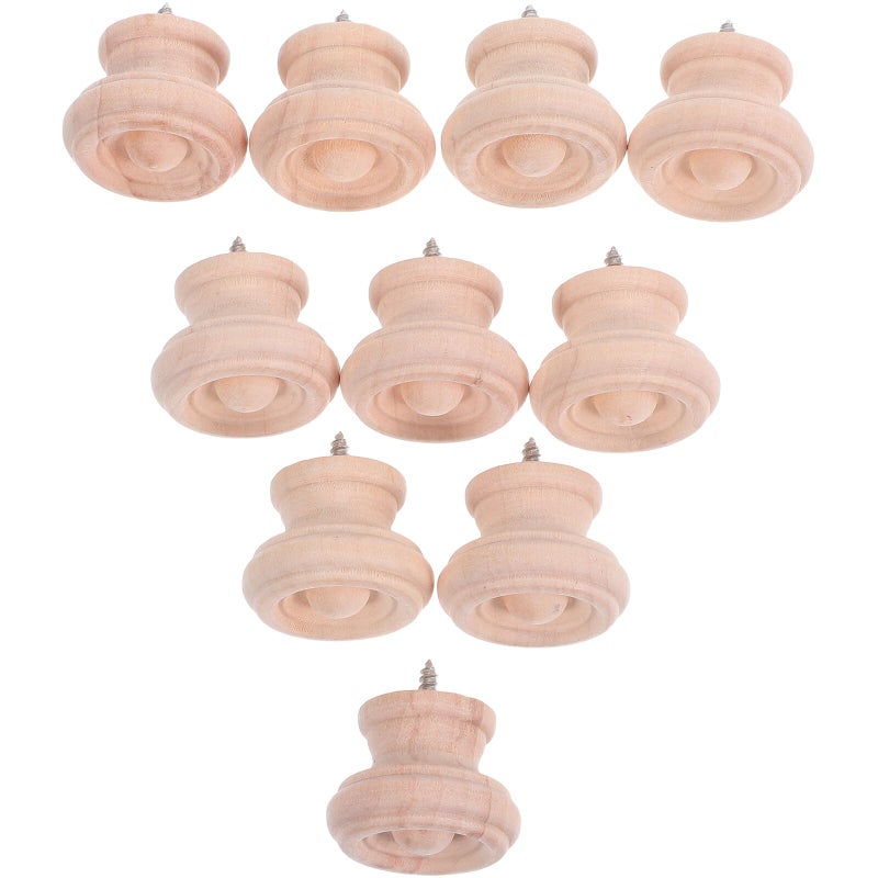Round Wooden Drawer Knobs 10PCS Single Hole Furniture Handles For Cabinets Wardrobe - Image 2