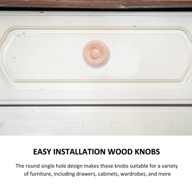 Round Wooden Drawer Knobs 10PCS Single Hole Furniture Handles For Cabinets Wardrobe - Image 4