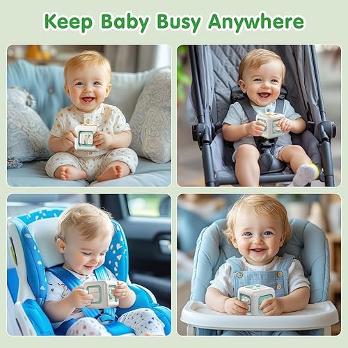 Brand Conquer Montessori Busy Cube for Toddlers 1-3,Car Travel Toys Busy Board Activity Cube,Learning Stocking Stuffers Educational Birthday Gifts Baby 12-18 Months (Fan Learning 6 in 1 Light Geen) - Image 3