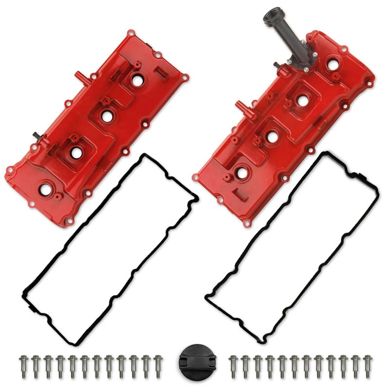 MITZONE Aluminum Valve Cover kit Compatible with 20072015 Nissan Armada Titan 20082012 Pathfinder 20122017 NV2500 NV3500 20082010 Infiniti QX56 V8 56L 13264ZE01A 13264ZE00A Red