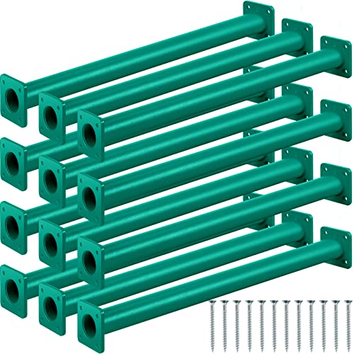 Dunzy 12 Pack Monkey Bars Swing Set Accessories Rods Playset Ladder Rungs Hardware Kit Steel Monkey Bar with Screws for Backyard Playground Equipment Mounting Plates165 InchGreen - Image 1