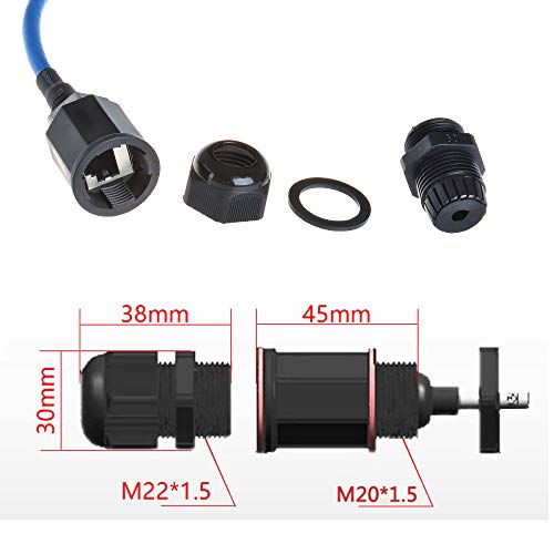 ANMBEST 2PCS M20 RJ45 Waterproof Cat5/5e/6 8P8C Connector IP67 Ethernet LAN Cable Connector Double Head with Shield Cat6 Network Cable Outdoor LAN Coupler Adapter Male to Female - Image 4