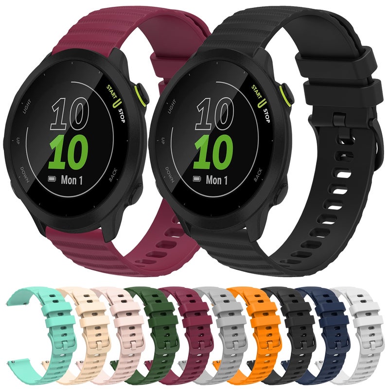 S-TOP For Garmin Forerunner 55 20mm Wavy Dot Pattern Solid Color Silicone Watch Band(Pink) - Image 3