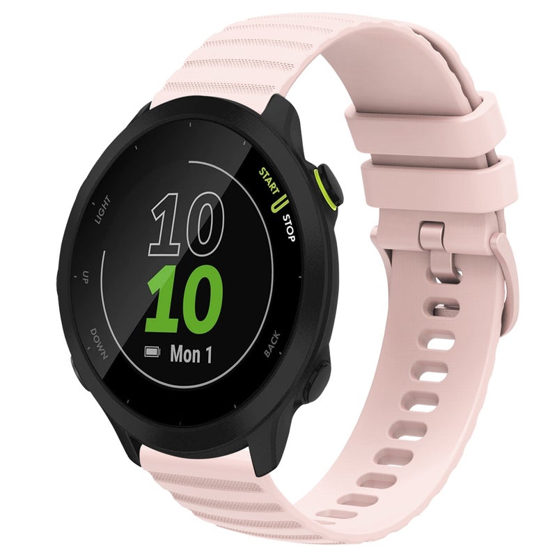 S-TOP For Garmin Forerunner 55 20mm Wavy Dot Pattern Solid Color Silicone Watch Band(Pink) - Image 1