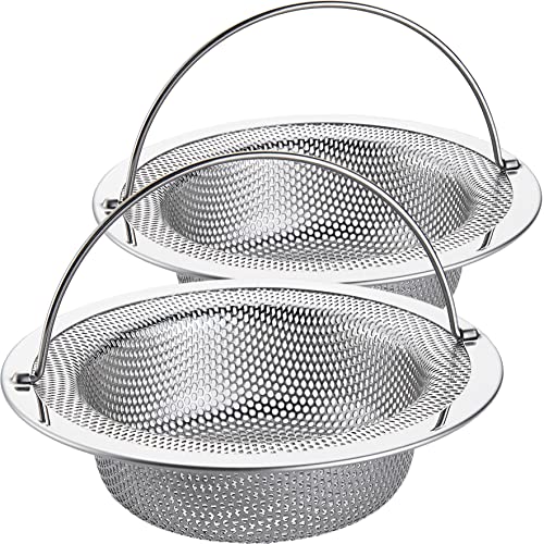 LASSHSWA Kitchen Sink Strainer Stainless Steel Kitchen Sink Drain Strainer with Handle Sink Strainers with Large Wide Rim 45 Diameter for Kitchen Sinks 2PCS