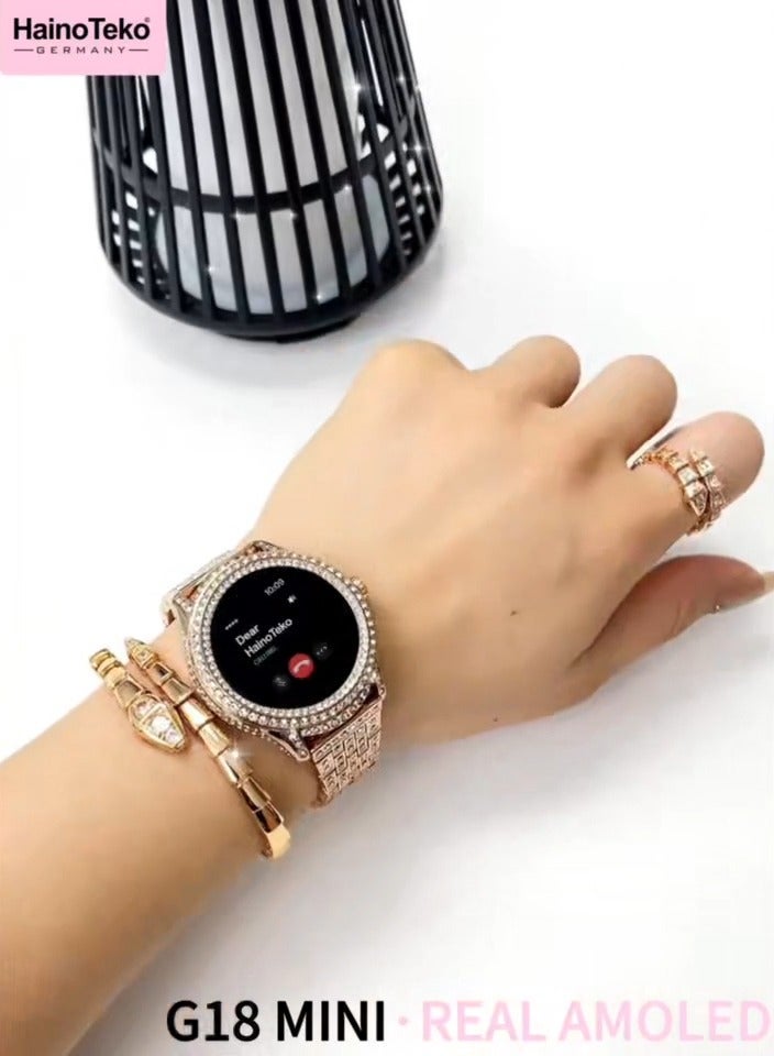 Haino Teko G18 Mini Smartwatch for Women – Real AMOLED Display with Stylish Design, Premium Look, 3 Pairs of Interchangeable Straps, Heart Rate Monitor, Sleep Tracking, Fitness Features, Long Battery Life, Includes Charging Cable, Elegant and Lightweight - Image 5