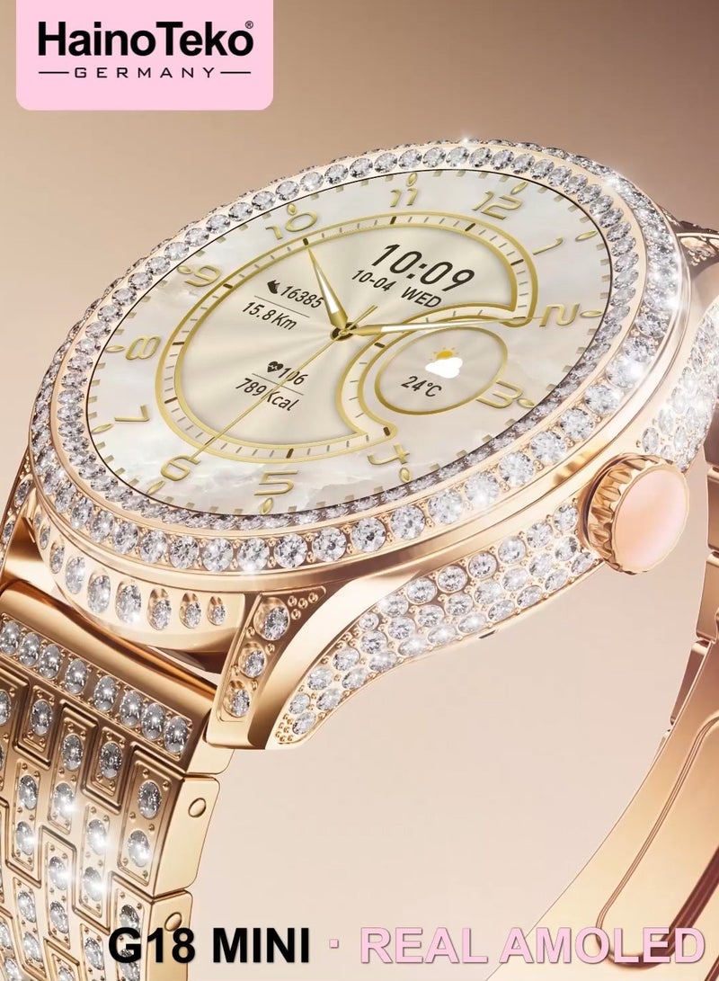 Haino Teko G18 Mini Smartwatch for Women – Real AMOLED Display with Stylish Design, Premium Look, 3 Pairs of Interchangeable Straps, Heart Rate Monitor, Sleep Tracking, Fitness Features, Long Battery Life, Includes Charging Cable, Elegant and Lightweight - Image 4