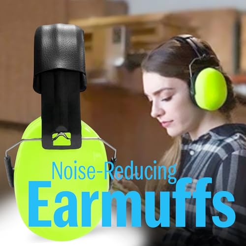 The AutoStory BDS Safety Premium Ear Muffs – NRR 26dB SNR 33dB Noise Reduction Headphones – Adjustable & Foldable Hearing Protection for Shooting, Construction, Studying, Sleeping (Neon Green) - Image 3