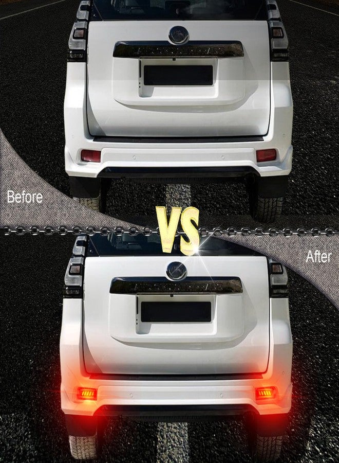 BINQIGOO LED Rear Bumper Reflector Light DRL Sequential Turn Signal Light Tail Brake Fog Lamp Compatible with Toyota Land Cruiser Prado FJ150 2010-2020 Plug and play (Smoked lens) - Image 5