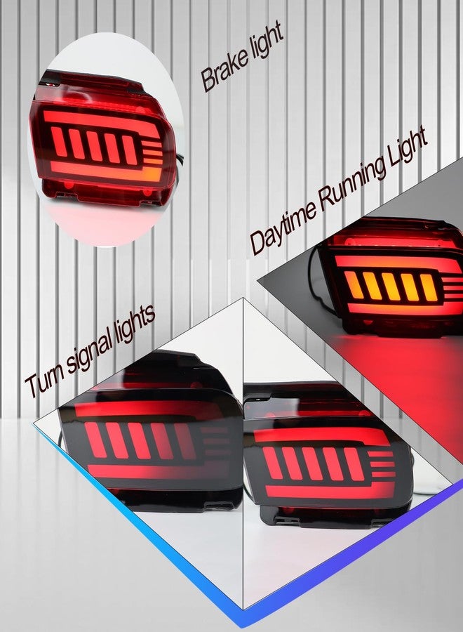 BINQIGOO LED Rear Bumper Reflector Light DRL Sequential Turn Signal Light Tail Brake Fog Lamp Compatible with Toyota Land Cruiser Prado FJ150 2010-2020 Plug and play (Smoked lens) - Image 2
