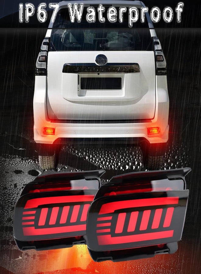 BINQIGOO LED Rear Bumper Reflector Light DRL Sequential Turn Signal Light Tail Brake Fog Lamp Compatible with Toyota Land Cruiser Prado FJ150 2010-2020 Plug and play (Smoked lens) - Image 4