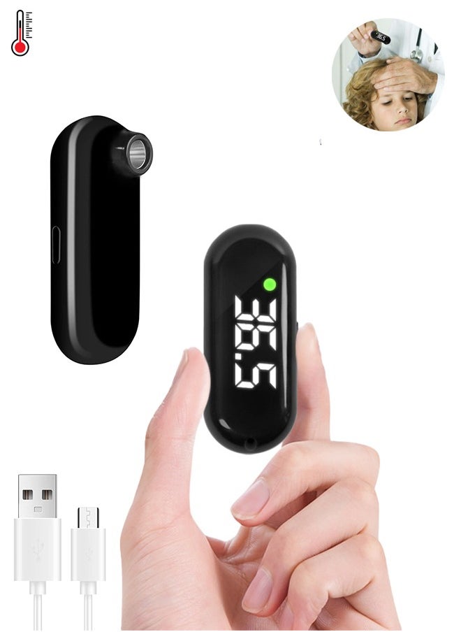 Lemon - Medical Forehead Thermometer, Rechargeable Thermometer for Adults and Kids, Portable Infrared Digital Thermometer with Fever Alarm and LCD Display, Fast Accurate 1s Instant Results (Black) - Image 1