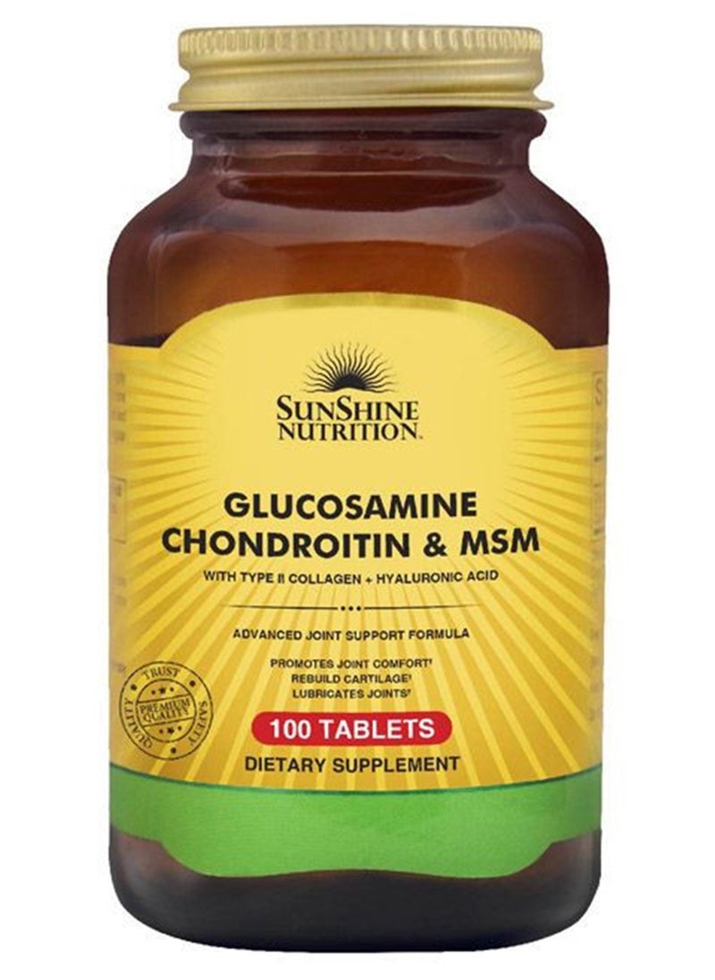 SUNSHINE NUTRITION - Nutrition Glucosamine Chondroitin & Msm 100 Tablets - Image 1