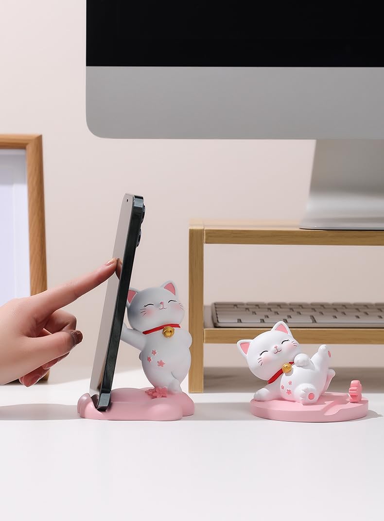 Amamcy Cute Cat Phone Holder Desk Ornament Kawaii Phone Stand Universal Desk Phone Stand for All Mobile Smartphones Tablets - Image 3