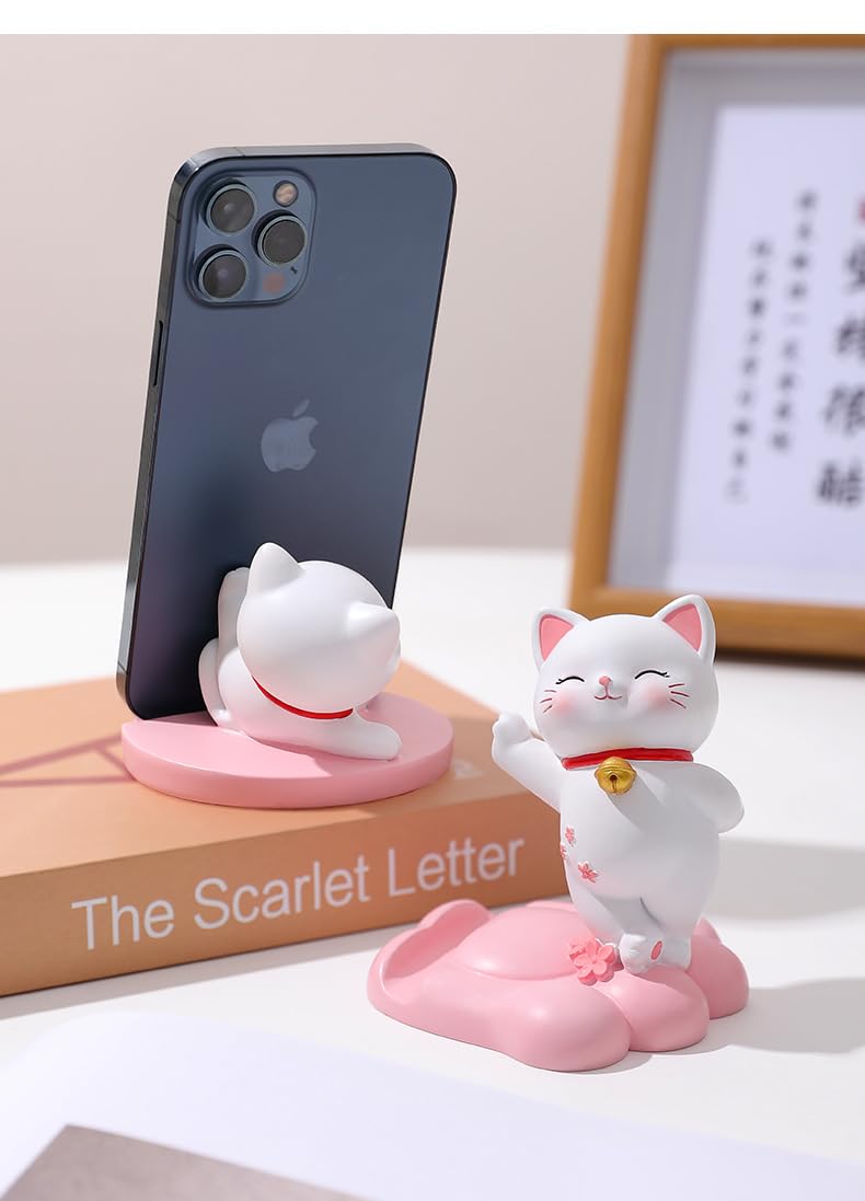Amamcy Cute Cat Phone Holder Desk Ornament Kawaii Phone Stand Universal Desk Phone Stand for All Mobile Smartphones Tablets - Image 4