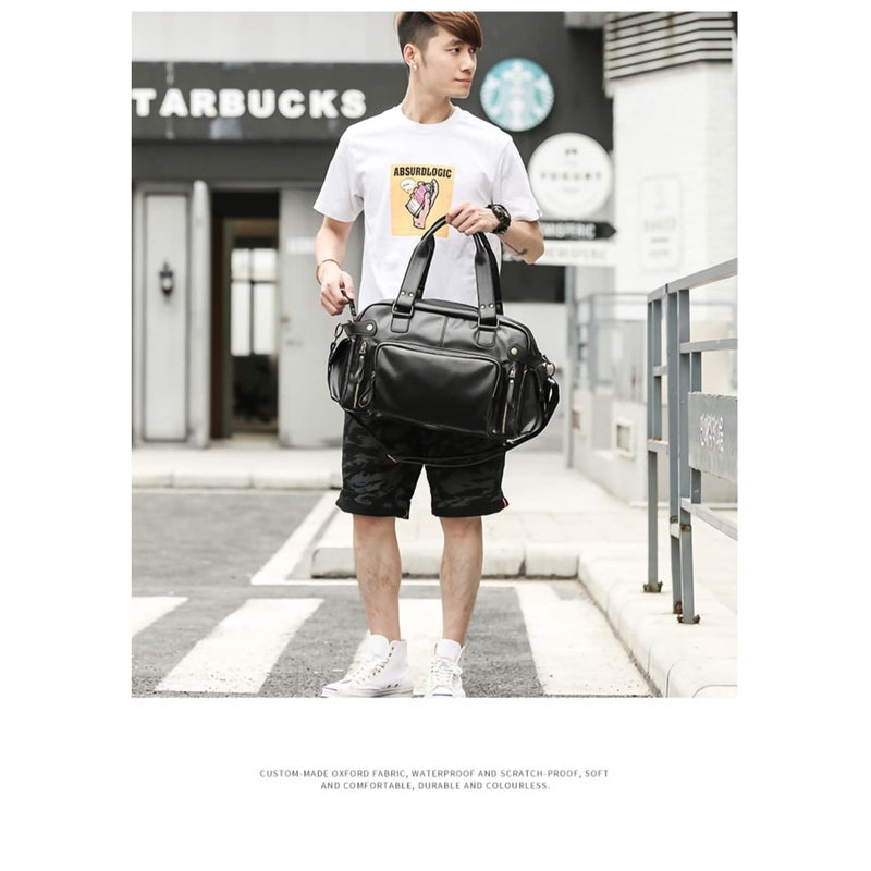 SOLARAE Leather Duffel Bag Full Grain Leather Travel Bag Weekend Bag Gym - Image 4