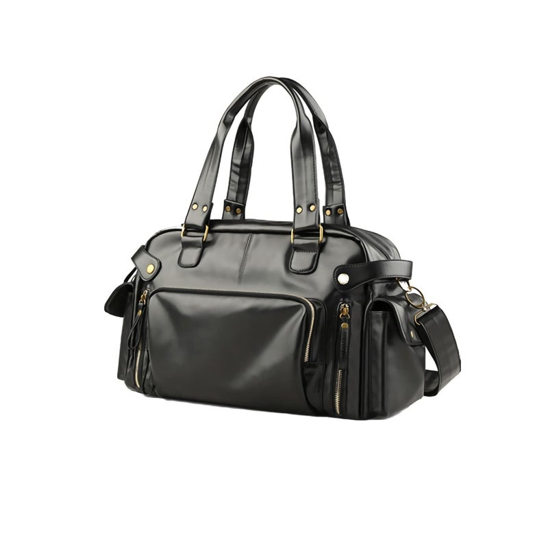 SOLARAE Leather Duffel Bag Full Grain Leather Travel Bag Weekend Bag Gym - Image 1