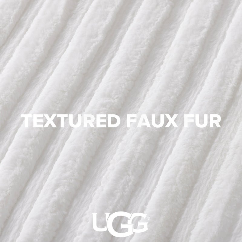 UGG Kenzie Full/Queen Comforter Set with 2 Pillow Shams Plush Faux Fur Bedding Soft Warm Down Alternative Comforter Washable Hypoallergenic Fluffy Blanket Set for Bedroom, Full/Queen Size, White Snow - Image 4