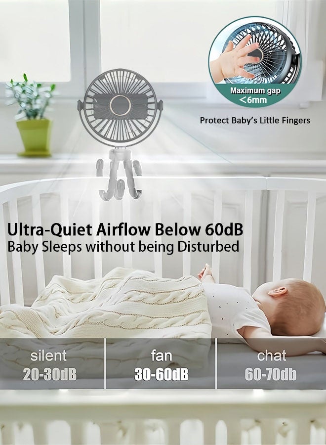 ZAFRA ​​Baby Stroller Clip Fan - Rechargeable Portable Fan 3 Speeds - 360° Adjustable for Crib, Car Seat, Trolley - Safe Soft Blades​ - Image 3