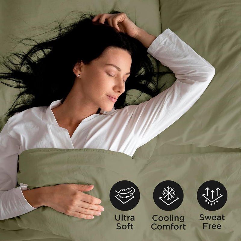 ROYALE LINENS رويال لينينز - طقم شراشف كوين 4 قطع - فراش مايكروفايبر ناعم 1800 - 1 شرشف مجهز، 1 شرشف مسطح، 2 كيس وسادة - طقم شراشف كوين فاخر مقاوم للتجعد والبهتان (كوين، أخضر حكيم) - Image 4