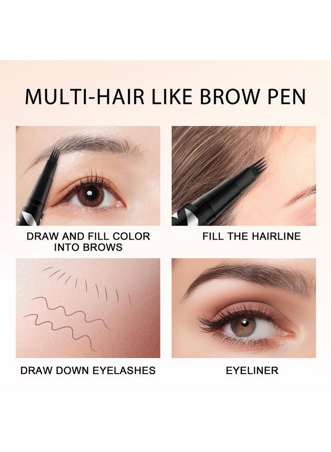 LAVONE Eyebrow Pen,2-In-1 Dual-Ended Waterproof Eyebrow Pencil,With 4 Tip Microblading Eyebrow Pen And Ultra-Precise Brow Pencil,Dual-Ended Eyebrow Brush,Eyebrows Makeup For Natural Looking-Dark Brown - Image 4