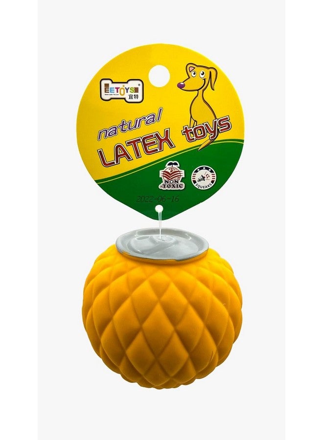 بت لعبة جرو من المطاط الطبيعي تصدر صوت صرير | مناسبة للجراء الصغيرة - متينة، بتصميم على شكل فاكهة، لعبة تفاعلية مع الأصوات - أناناس - Image 1