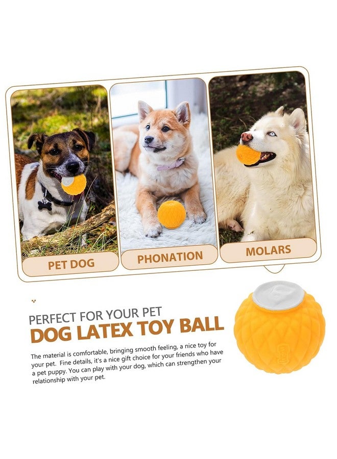 بت لعبة جرو من المطاط الطبيعي تصدر صوت صرير | مناسبة للجراء الصغيرة - متينة، بتصميم على شكل فاكهة، لعبة تفاعلية مع الأصوات - أناناس - Image 3