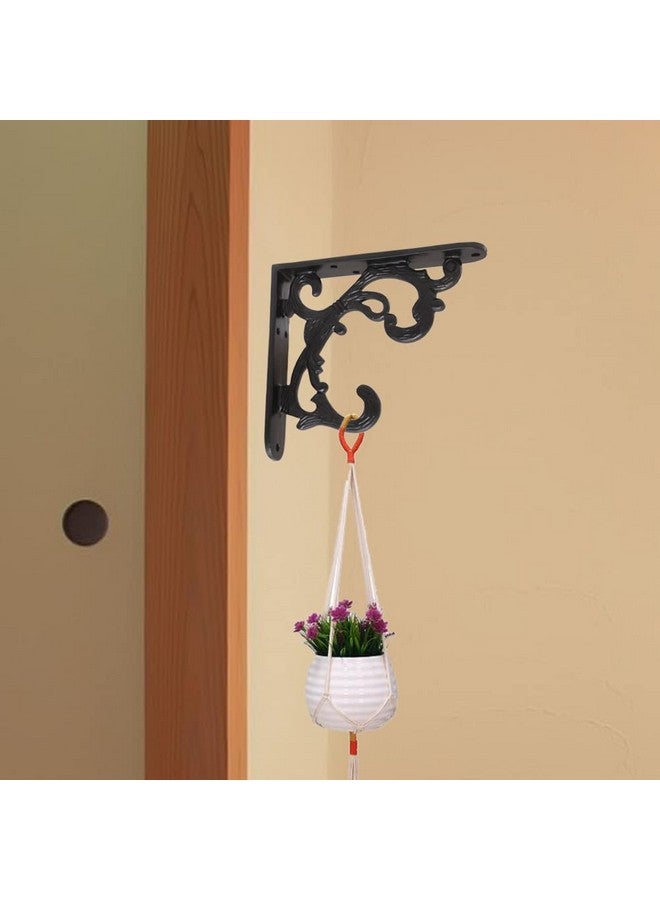 GHAR DWAR Metal Handcrafted Shelf Bracket for Floating Shelves L Angle Decorative L Shaped Corner Brace Joint Heavy Duty Wall Mounted Shelf Supporter Corner Brace Holder (Pack of 2, Black) - Image 2