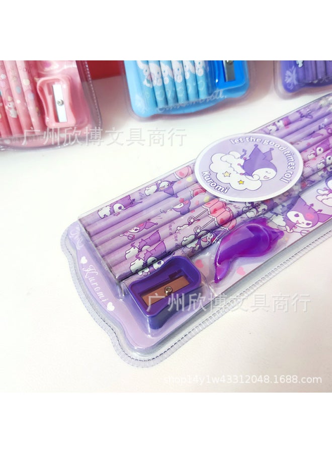 Xinbo Cute Cartoon Sanrio 12 Pack Pencil Set With Eraser Student Practising Pencil With Pencil Sharpener Pencil Gripper - Image 3